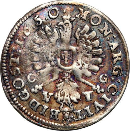 Реверс монеты - Пробный Шестак (6 грошей) 1650 года CG - цена  монеты - Польша, Ян II Казимир