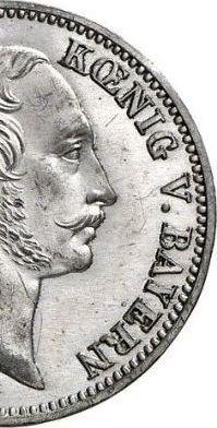 Реверс монеты - 1/2 кроны 1864 года Односторонний оттиск Олово - цена  монеты - Бавария, Максимилиан II