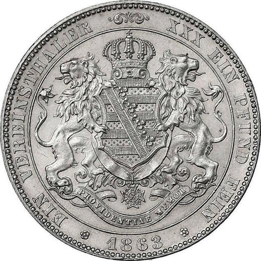 Reverso Tálero 1863 B - valor de la moneda de plata - Sajonia, Juan