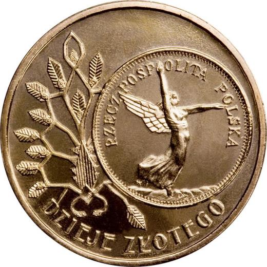 Reverse 2 Zlote 2007 MW AN "History of the Polish Zloty - Nike" -  Coin Value - Poland, III Republic after denomination