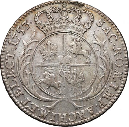 Reverso Medio tálero 1753 "de Corona" - valor de la moneda de plata - Polonia, Augusto III