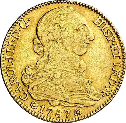 Avers 4 Escudos 1787 S CM - Goldmünze Wert - Spanien, Karl III