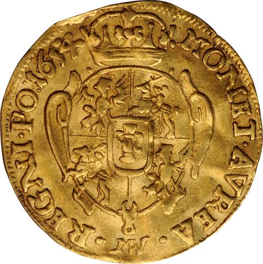 Rewers monety - Dukat 1654 MW "Popiersie w wieńcu" - cena złotej monety - Polska, Jan II Kazimierz