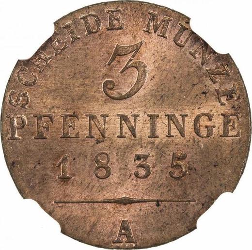 Reverso 3 Pfennige 1835 A - valor de la moneda  - Prusia, Federico Guillermo III