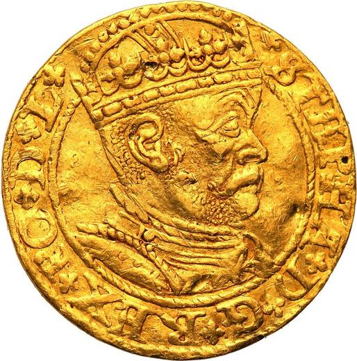 Awers monety - Dukat 1585 "Ryga" - cena złotej monety - Polska, Stefan Batory
