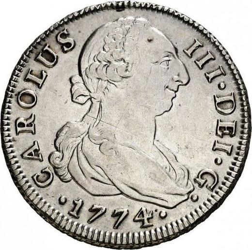 Аверс монеты - 4 реала 1774 года S CF - цена серебряной монеты - Испания, Карл III