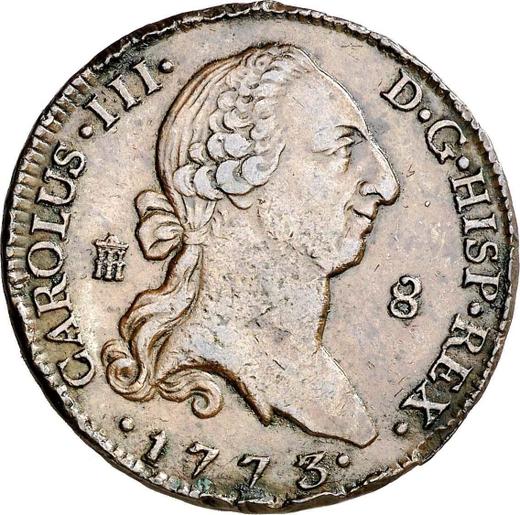 Аверс монеты - 8 мараведи 1773 года - цена  монеты - Испания, Карл III