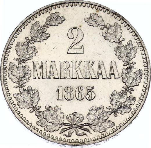 Реверс монеты - 2 марки 1865 года S - цена серебряной монеты - Финляндия, Великое княжество