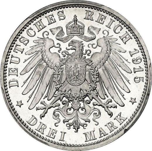 Rewers monety - 3 marki 1915 A "Brunszwik" Wstąpienie na tron Bez napisu "U. LÜNEB" - cena srebrnej monety - Niemcy, Cesarstwo Niemieckie