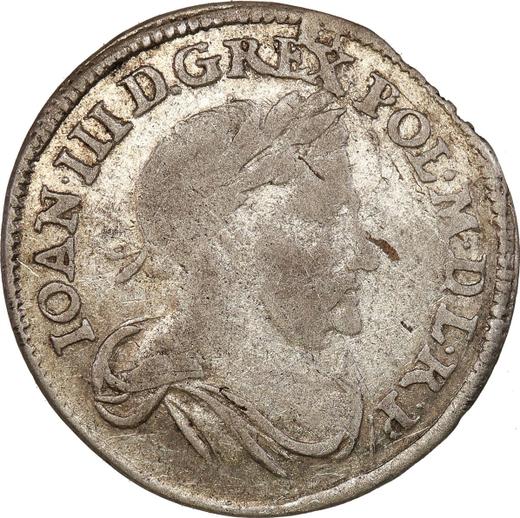 Аверс монеты - Шестак (6 грошей) 1677 года - цена серебряной монеты - Польша, Ян III Собеский