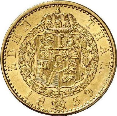 Reverso 10 táleros 1839 S - valor de la moneda de oro - Hannover, Ernesto Augusto 