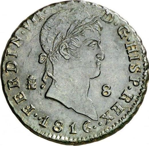 Anverso 8 maravedíes 1816 "Tipo 1815-1833" - valor de la moneda  - España, Fernando VII