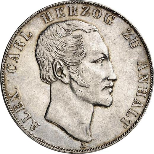 Anverso 2 táleros 1845 A - valor de la moneda de plata - Anhalt-Bernburg, Alejandro Carlos