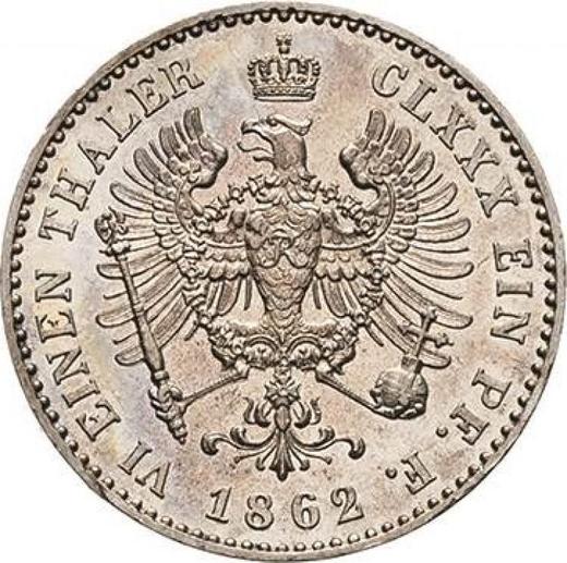 Reverso 1/6 tálero 1862 A - valor de la moneda de plata - Prusia, Guillermo I
