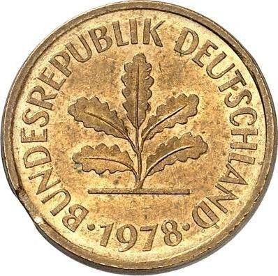 Реверс монеты - 5 пфеннигов 1978 года J - цена  монеты - Германия, ФРГ
