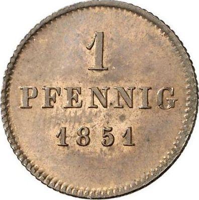Реверс монеты - 1 пфенниг 1851 года - цена  монеты - Бавария, Максимилиан II
