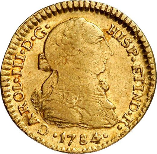 Аверс монеты - 1 эскудо 1784 года So DA - цена золотой монеты - Чили, Карл III