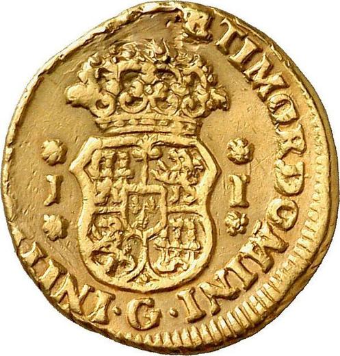 Revers 1 Escudo 1751 G J - Goldmünze Wert - Guatemala, Ferdinand VI