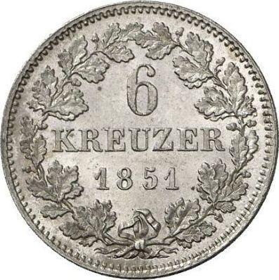 Rewers monety - 6 krajcarów 1851 - cena srebrnej monety - Bawaria, Maksymilian II