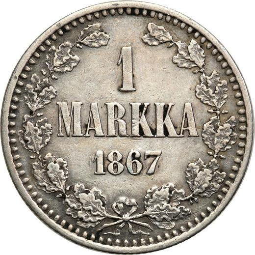 Rewers monety - 1 marka 1867 S - cena srebrnej monety - Finlandia, Wielkie Księstwo