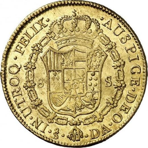 Revers 8 Escudos 1782 So DA - Goldmünze Wert - Chile, Karl III