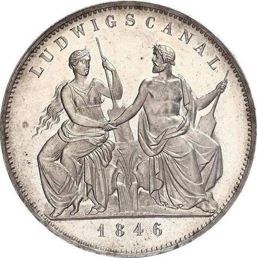 Реверс монеты - 2 талера 1846 года "Канал" - цена серебряной монеты - Бавария, Людвиг I
