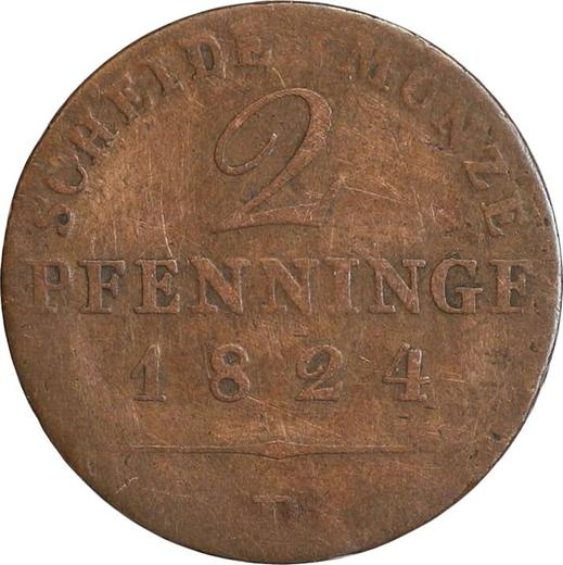 Реверс монеты - 2 пфеннига 1824 года D - цена  монеты - Пруссия, Фридрих Вильгельм III
