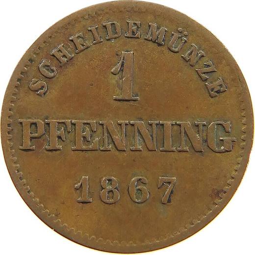 Реверс монеты - 1 пфенниг 1867 года - цена  монеты - Бавария, Людвиг II
