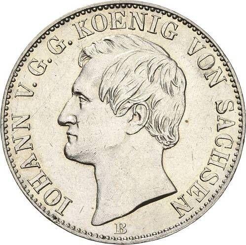 Аверс монеты - Талер 1860 года B - цена серебряной монеты - Саксония-Альбертина, Иоганн