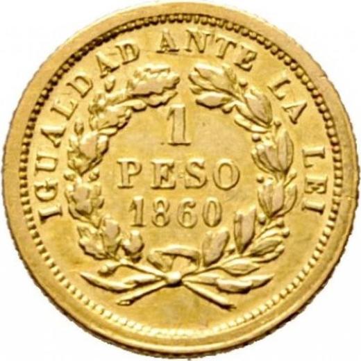 Revers 1 Peso 1860 So - Goldmünze Wert - Chile, Republik