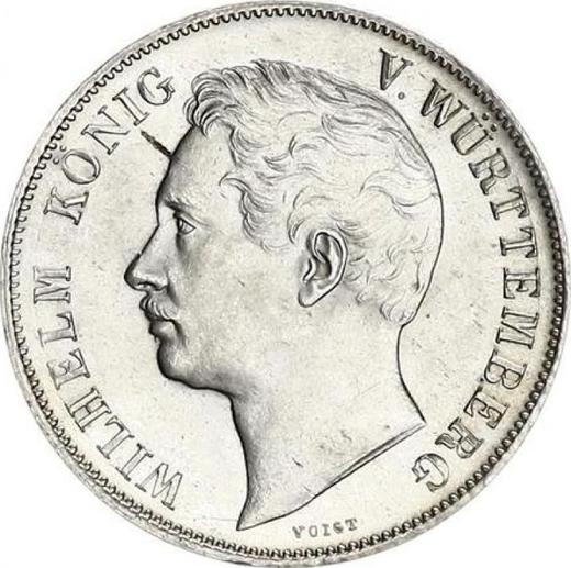 Аверс монеты - 1 гульден 1854 года - цена серебряной монеты - Вюртемберг, Вильгельм I