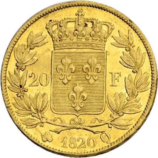 Reverse 20 Francs 1820 Q "Type 1816-1824" Perpignan - Gold Coin Value - France, Louis XVIII