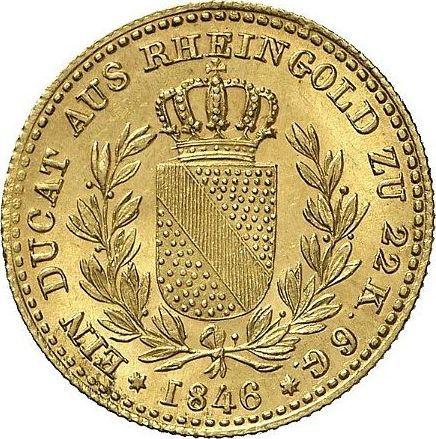 Rewers monety - Dukat 1846 - cena złotej monety - Badenia, Leopold