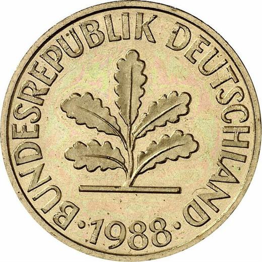 Реверс монеты - 10 пфеннигов 1988 года G - цена  монеты - Германия, ФРГ