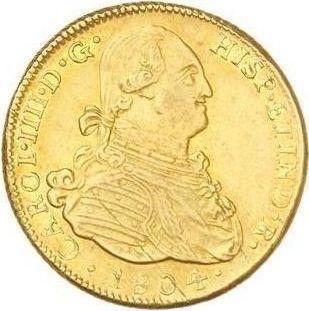 Аверс монеты - 4 эскудо 1804 года JP - цена золотой монеты - Перу, Карл IV
