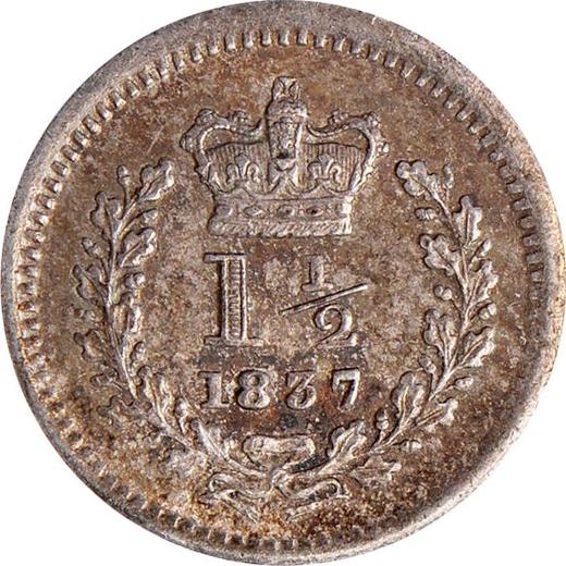 Реверс монеты - 1,5 пенса 1837 года - цена серебряной монеты - Великобритания, Вильгельм IV
