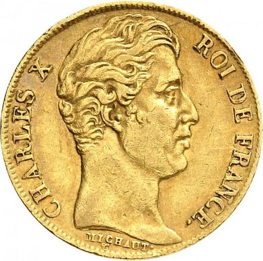 Аверс монеты - 20 франков 1828 года T "Тип 1825-1830" Нант - цена золотой монеты - Франция, Карл X