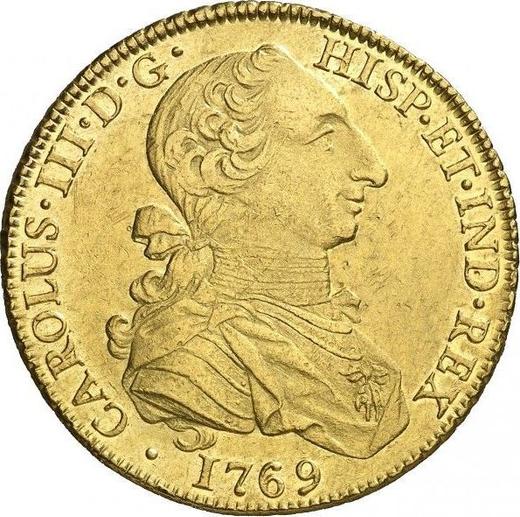 Аверс монеты - 8 эскудо 1769 года Mo MF - цена золотой монеты - Мексика, Карл III