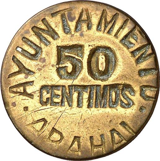 Awers monety - 50 centimos bez daty (1936-1939) "Arahal" - Hiszpania, II Rzeczpospolita
