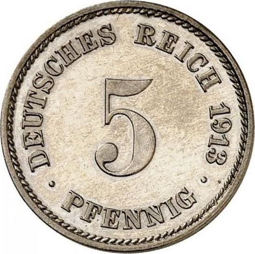 Anverso 5 Pfennige 1913 J "Tipo 1890-1915" - valor de la moneda  - Alemania, Imperio alemán