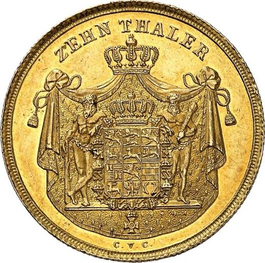Reverso 10 táleros 1828 CvC "Tipo 1827-1829" - valor de la moneda de oro - Brunswick-Wolfenbüttel, Carlos II