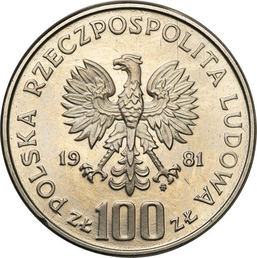 Awers monety - PRÓBA 100 złotych 1981 MW "Koń" Nikiel - cena  monety - Polska, PRL