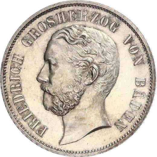 Аверс монеты - 1 гульден 1867 года "Стрелковый фестиваль" - цена серебряной монеты - Баден, Фридрих I