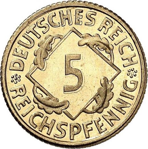 Аверс монеты - 5 рейхспфеннигов 1926 года F - цена  монеты - Германия, Bеймарская республика