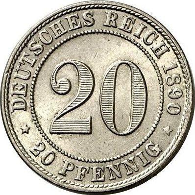 Аверс монеты - 20 пфеннигов 1890 года J "Тип 1890-1892" - цена  монеты - Германия, Германская Империя