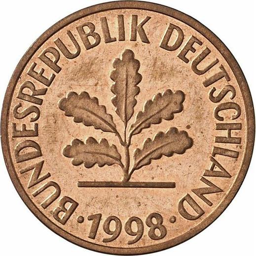 Реверс монеты - 2 пфеннига 1998 года G - цена  монеты - Германия, ФРГ