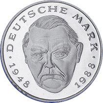 Awers monety - 2 marki 1992 F "Ludwig Erhard" - cena  monety - Niemcy, RFN