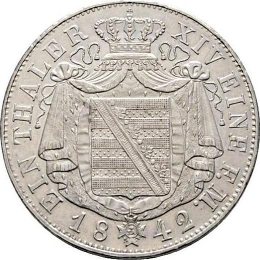 Reverso Tálero 1842 G - valor de la moneda de plata - Sajonia, Federico Augusto II