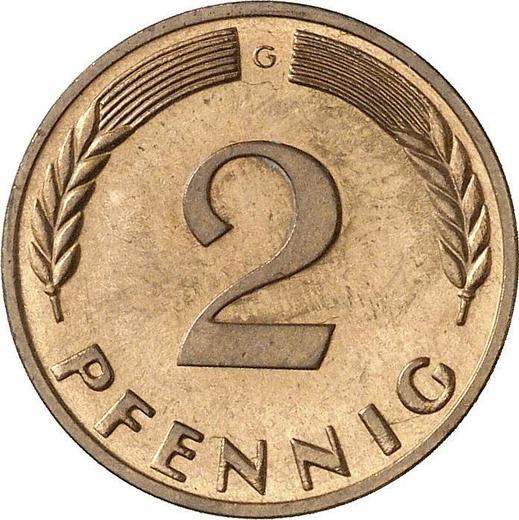 Аверс монеты - 2 пфеннига 1967 года G "Тип 1950-1969" - цена  монеты - Германия, ФРГ