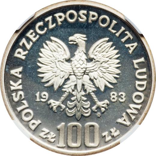 Аверс монеты - Пробные 100 злотых 1983 года MW "Медведь" Серебро - цена серебряной монеты - Польша, Народная Республика